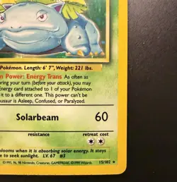 Venusaur 15/102 Base Set Unlimited 1999 Holo Rare Vintage Pokemon Card MP - Image 4