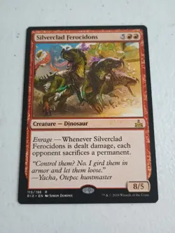 MTG Silverclad Ferocidons [Rivals of Ixalan] Dinosaur Magic The Gathering NM - Image 1