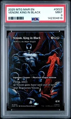 2025 MTG MARVEL'S SPIDER-MAN: SOURCE MAT #0022 VENOM, KING IN BLACK PSA 9 - Image 1