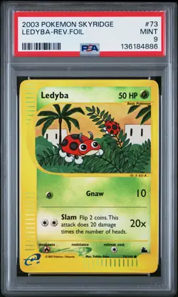 2003 POKEMON SKYRIDGE #73 LEDYBA-REVERSE FOIL PSA 9 - Image 1