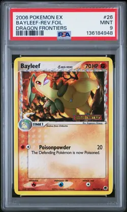 2006 POKEMON EX DRAGON FRONTIERS #26 BAYLEEF-REVERSE FOIL PSA 9 - Image 1