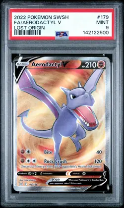 2022 POKEMON SWORD & SHIELD LOST ORIGIN #179 FULL ART/AERODACTYL V PSA 9 - Image 1