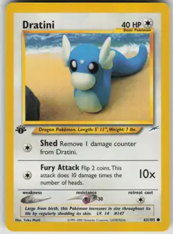 Pokemon TCG Dratini Common Neo Destiny 1st Edition 063/105 - Image 1