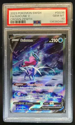 2023 Pokemon SWSH Crown Zenith Suicune V Galarian Gallery #GG38/GG70 PSA 10 - Image 1
