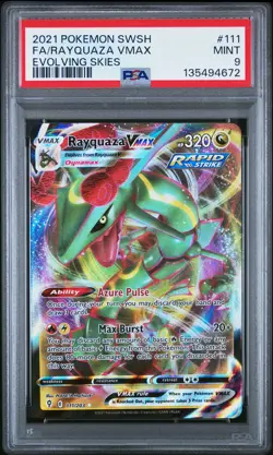 2021 POKEMON SWORD & SHIELD EVOLVING SKIES #111 FULL ART/RAYQUAZA VMAX PSA 9 - Image 1