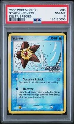 2005 POKEMON EX DELTA SPECIES #85 STARYU-REVERSE FOIL PSA 8 - Image 1