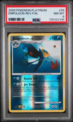 2009 POKEMON PLATINUM #26 EMPOLEON-REVERSE FOIL PSA 8 - Image 1