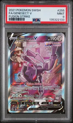 2021 POKEMON SWORD & SHIELD FUSION STRIKE #255 FULL ART/GENESECT V PSA 9 - Image 1