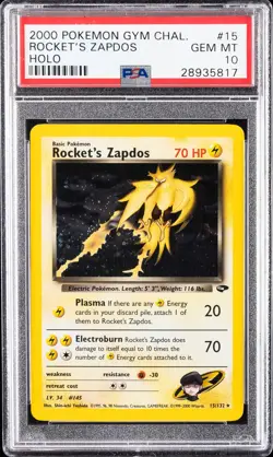 2000 POKEMON GYM CHALLENGE HOLO #15 ROCKET'S ZAPDOS PSA 10 - Image 1
