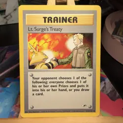 Lt. Surge's Treaty 112/132 Gym Heroes Trainer Unlimited WOTC Pokemon TCG MINT/NM - Image 1