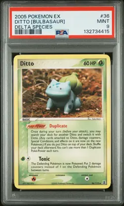 2005 POKEMON EX DELTA SPECIES #36 DITTO [BULBASAUR] PSA 9 - Image 1