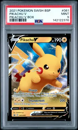 2021 POKEMON SWSH BLACK STAR PROMO PIKACHU V BOX #061 PIKACHU V PSA 9 - Image 1