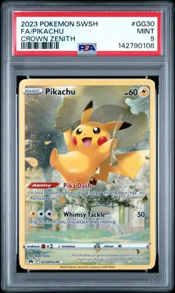 2023 POKEMON SWORD & SHIELD CROWN ZENITH #GG30 FULL ART/PIKACHU PSA 9 - Image 1