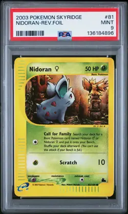 2003 POKEMON SKYRIDGE #81 NIDORAN-REVERSE FOIL PSA 9 - Image 1