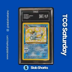1999 POKEMON JUNGLE 1ST EDITION #28/64 VAPOREON NON HOLO TAG 6.5 - Image 1