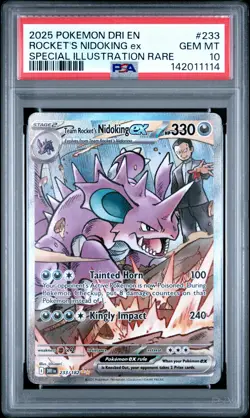 2025 POKEMON DRI SPECIAL ILLUSTRATION RARE #233 TEAM ROCKET'S NIDOKING EX PSA 10 - Image 1