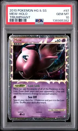 2010 POKEMON HEARTGOLD & SOULSILVER TRIUMPHANT #97 MEW-HOLO PSA 10 - Image 1