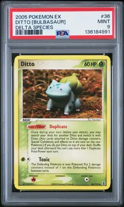 2005 POKEMON EX DELTA SPECIES #36 DITTO [BULBASAUR] PSA 9 - Image 1