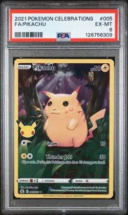 2021 POKEMON CELEBRATIONS #005 FULL ART/PIKACHU PSA 6 - Image 1