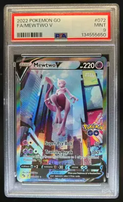 2022 Pokemon SWSH Pokemon GO Mewtwo V #072/078 PSA 9 - Image 1
