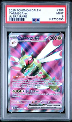 2025 POKEMON DRI EN-DESTINED RIVALS ULTRA RARE #206 YANMEGA EX PSA 9 - Image 1