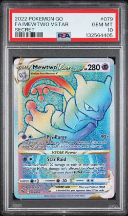 2022 POKEMON GO SECRET #079 FULL ART/MEWTWO VSTAR PSA 10 - Image 1