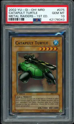 2002 Yu-Gi-Oh! 1st Edition Catapult Turtle MRD-075 NA English PSA 10 GEM MINT - Image 1