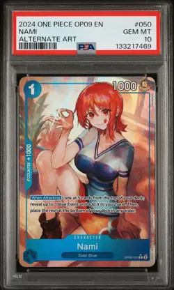 2024 ONE PIECE OP09-EMPERORS IN THE NEW WORLD ALTERNATE ART #050 NAMI PSA 10 - Image 1