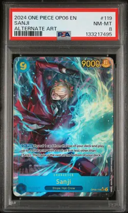 2024 ONE PIECE OP06-WINGS OF THE CAPTAIN ALTERNATE ART #119 SANJI PSA 8 - Image 1