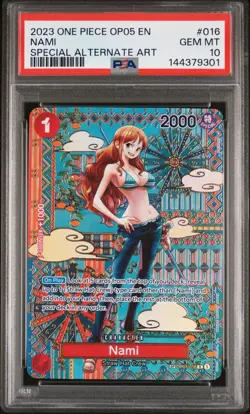 2023 ONE PIECE OP05-AWAKENING OF THE NEW ERA SPECIAL ALTERNATE ART NAMI PSA 10 - Image 1