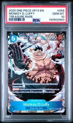 2025 ONE PIECE OP13-CARRYING ON HIS WILL TREASURE RARE MONKEY D. LUFFY PSA 10 - Image 1
