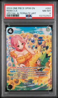 2024 ONE PIECE OP06-WINGS OF THE CAPTAIN SPECIAL ALTERNATE ART REBECCA PSA 8 - Image 1