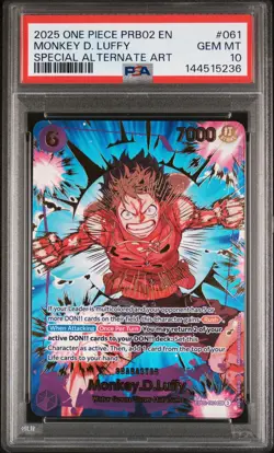 2025 ONE PIECE PRB02-PREMIUM BOOSTER SPECIAL ALT ART #061 MONKEY D. LUFFY PSA 10 - Image 1