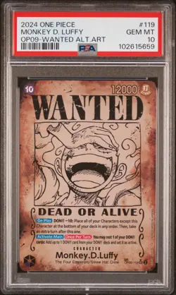2024 ONE PIECE OP09-EMPERORS IN THE NEW WORLD #119 MONKEY D. LUFFY PSA 10 - Image 1