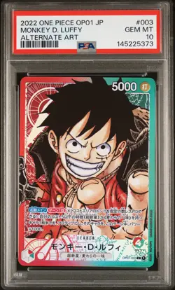 2022 ONE PIECE JPN OP01-ROMANCE DAWN ALTERNATE ART #003 MONKEY D. LUFFY PSA 10 - Image 1