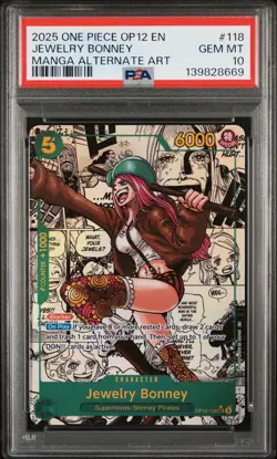 2025 ONE PIECE LEGACY OF THE MASTER MANGA ALT ART #118 JEWELRY BONNEY PSA 10 - Image 1