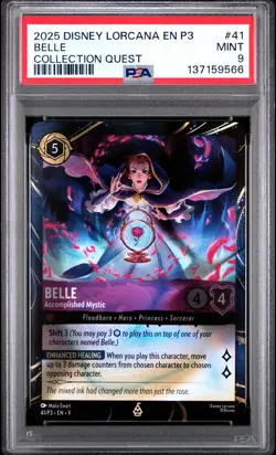 2025 DISNEY LORCANA EN P3-PROMO COLLECTION QUEST #41 BELLE PSA 9 - Image 1