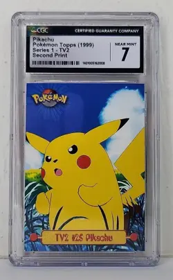 CGC 7 Pikachu TV2 1999 Topps Pokemon Series 1 Card graded Near Mint Slab - Image 2