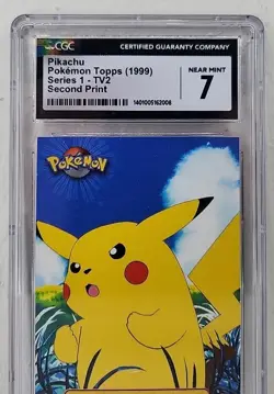 CGC 7 Pikachu TV2 1999 Topps Pokemon Series 1 Card graded Near Mint Slab - Image 3