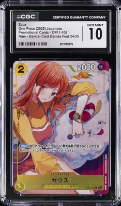 2025 ONE PIECE JAPANESE PROMO BANDAI CARD GAME FEST 24-25 #OP11-106 ZEUS CGC 10 - Image 1