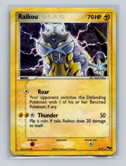 Pokemon TCG Raikou Holo Rare Card 3/17 Pop Series 2 HP/DMG - Image 1