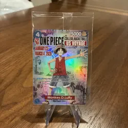 One Piece P-055 Monkey D. Luffy U.S. Voyage College Basketball Promo Card Sealed - Image 1