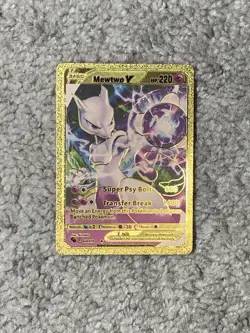 Mewtwo V HP220 Super Psy Bolt Rare Gold Accent Foil Fan Art Cards - Image 1