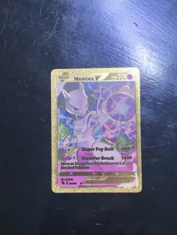 Mewtwo V HP220 Super Psy Bolt Rare Gold Accent Foil Fan Art Cards - Image 2