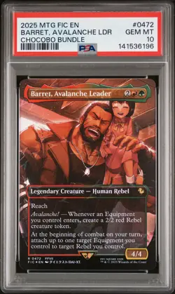 2025 MTG FINAL FANTASY COMMANDER CHOCOBO BUNDLE BARRET, AVALANCHE LEADER PSA 10 - Image 1