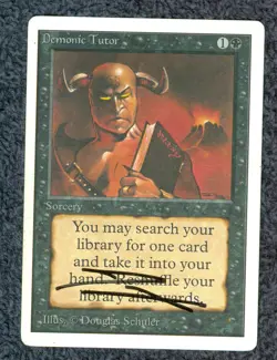 DEMONIC TUTOR UNLIMITED uncommon Magic the Gathering Hand Signed - Image 1