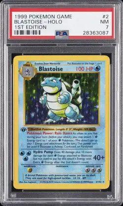 1999 POKEMON BASE SET 1ST EDITION #2 BLASTOISE-HOLO PSA 7 - Image 1