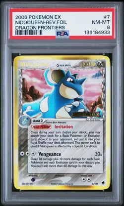 2006 POKEMON EX DRAGON FRONTIERS #7 NIDOQUEEN-REVERSE FOIL PSA 8 - Image 1