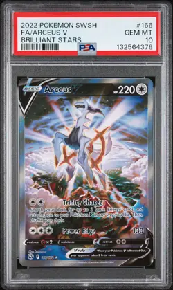 2022 POKEMON SWORD & SHIELD BRILLIANT STARS #166 FULL ART/ARCEUS V PSA 10 - Image 1
