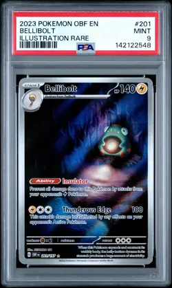 2023 POKEMON OBF EN-OBSIDIAN FLAMES ILLUSTRATION RARE #201 BELLIBOLT PSA 9 - Image 1